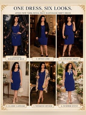 Jones New York Royal Blue Sleeveless Shift Dress plus size 14 NWT dress